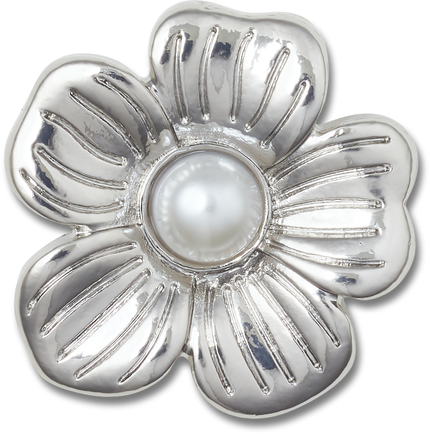 JIBBITZ Silver Monochrome Pearl Daisy Jibbitz