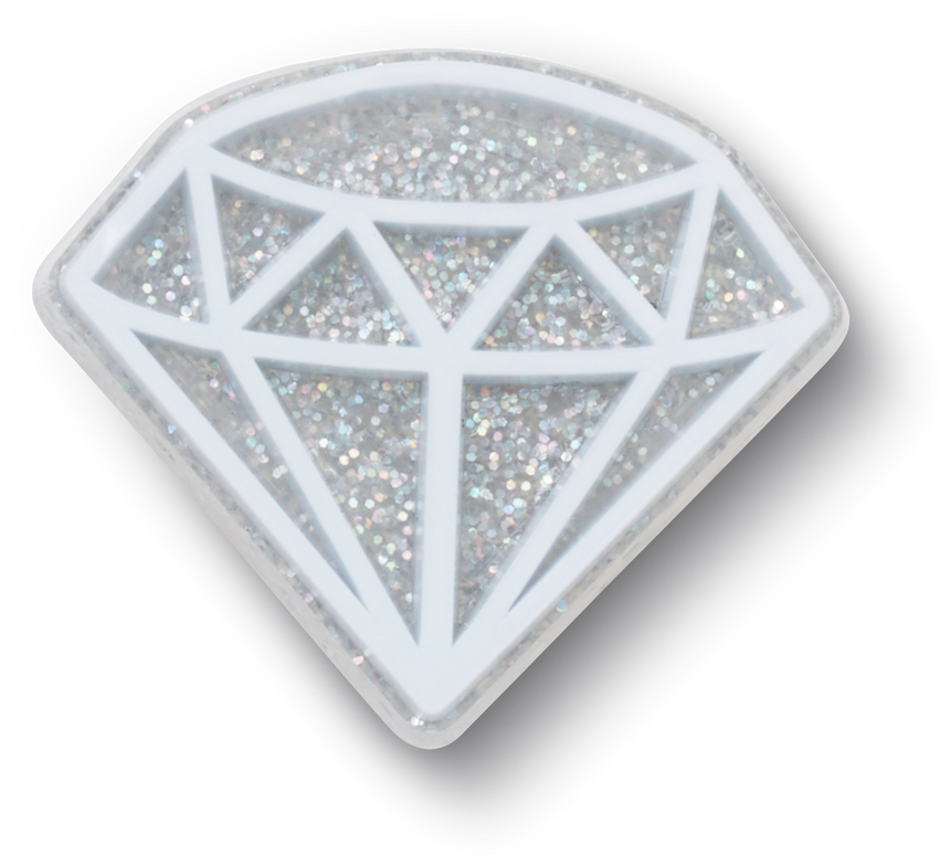 JIBBITZ White Glitter Blue Diamond