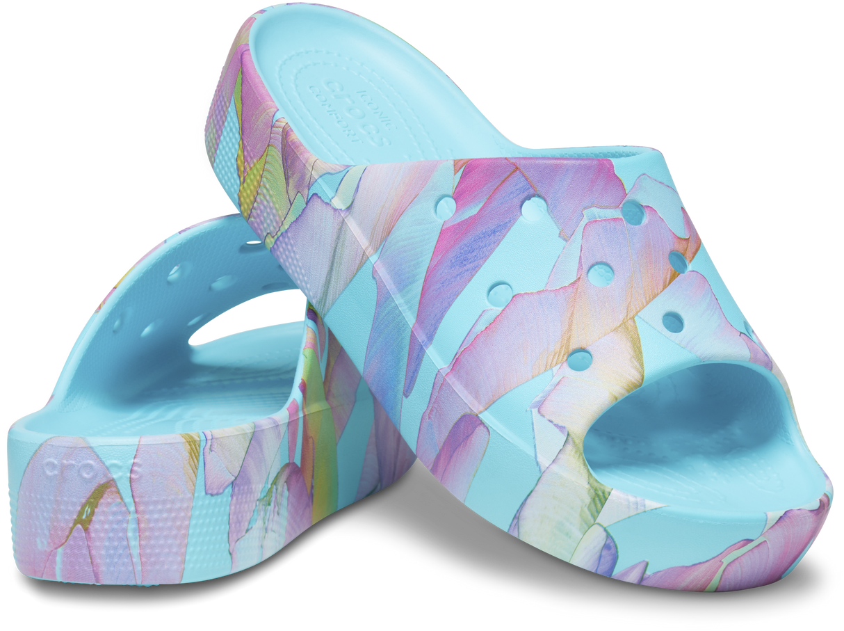 WOMEN CLASSIC PLATFORM PALM PRINT SLIDE