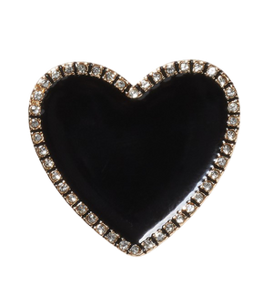 JIBBITZ BLACK HEART WITH GOLD OUTLINE