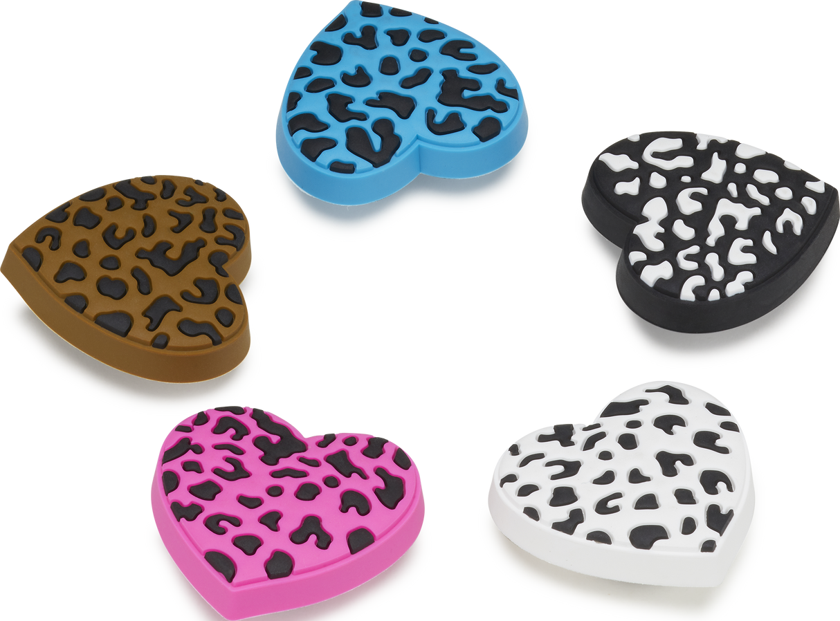 JIBBITZ LEOPARD ANIMAL PRINT HEART 5 PACK