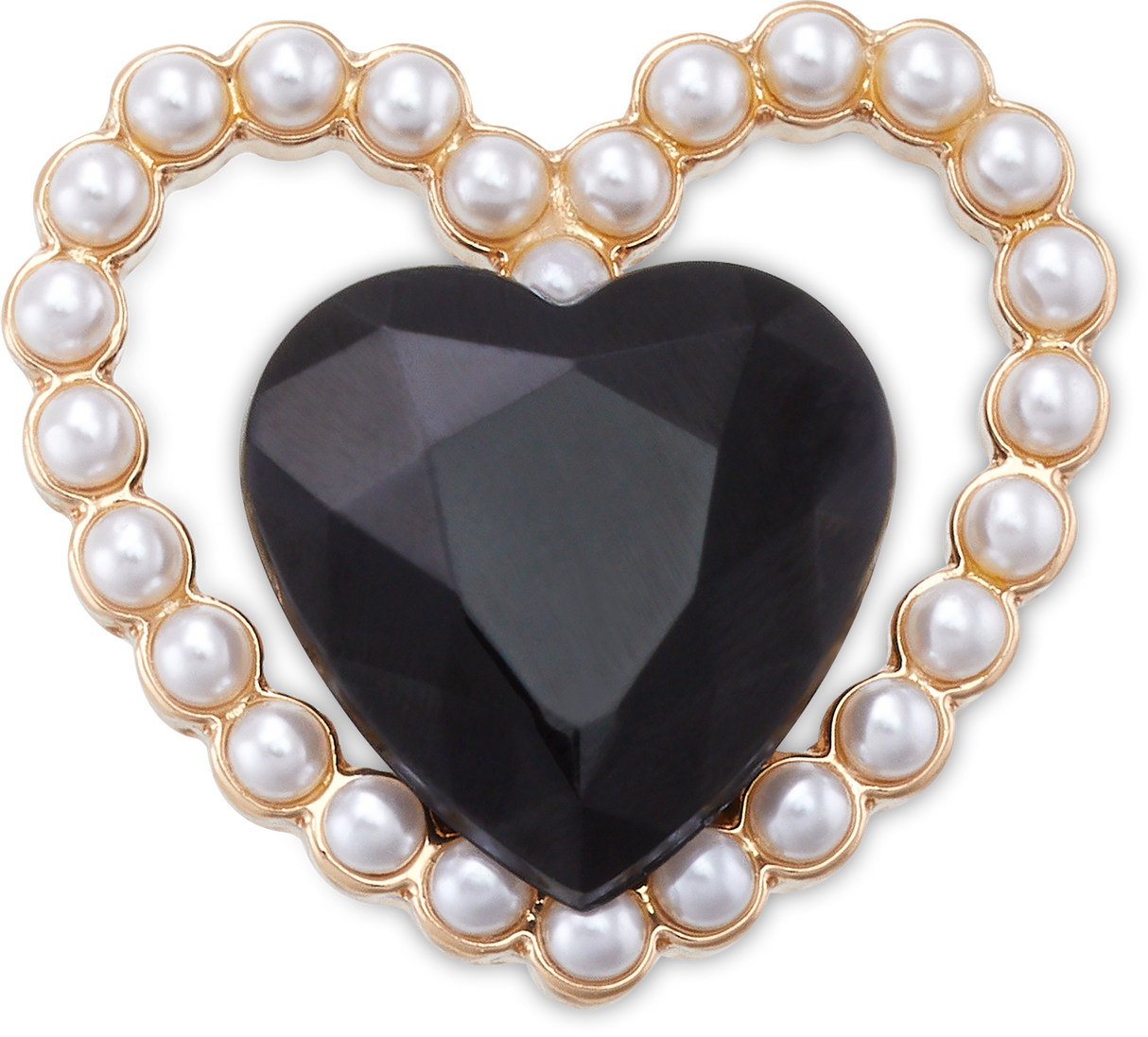 JIBBITZ  Charm Black Gem Pearl Heart