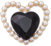 JIBBITZ  Charm Black Gem Pearl Heart