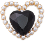 JIBBITZ  Charm Black Gem Pearl Heart
