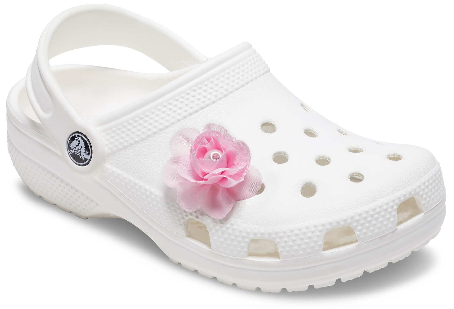 Jibbitz Pink Fabric Flower With Pearl | Crocs | Footwear Jibbitz Pink Fabric Flower With Pearl | Crocs | Footwear