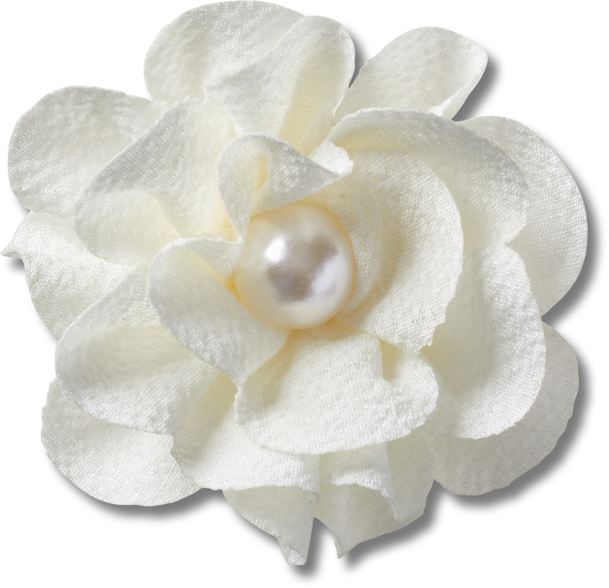 JIBBITZ White Fabric Flower With Pearl