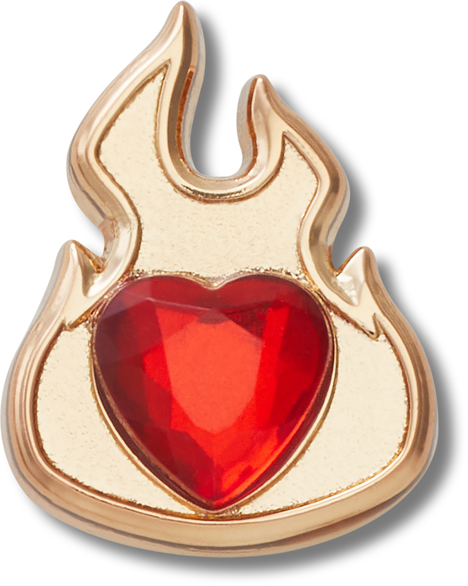 Jibbitz Gold Flame With Ruby Heart | Crocs | Footwear Jibbitz Gold Flame With Ruby Heart | Crocs | Footwear