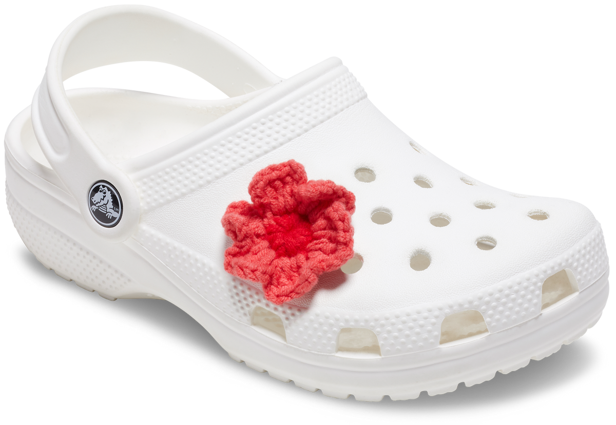 Jibbitz Pink Crochet Flower | Crocs | Footwear Jibbitz Pink Crochet Flower | Crocs | Footwear