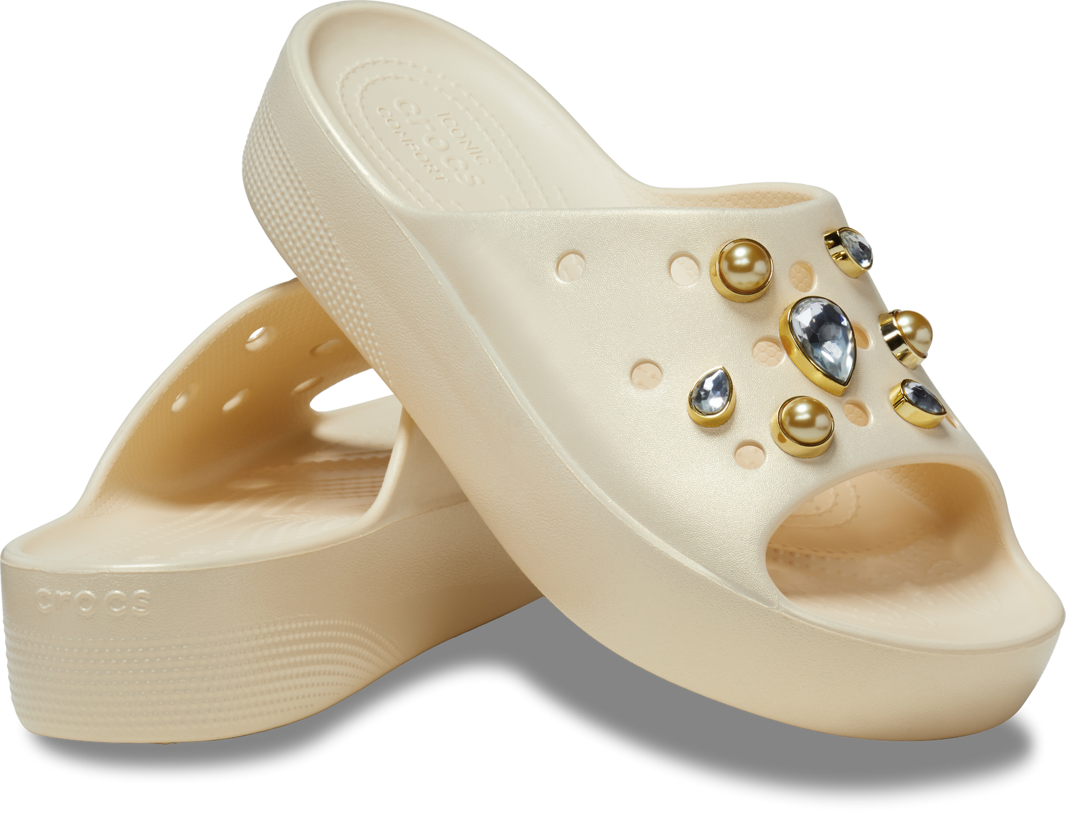 Women Classic Platform Crystals Pearls Slide | Crocs | Footwear Women Classic Platform Crystals Pearls Slide | Crocs | Footwear