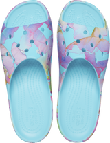 WOMEN CLASSIC PLATFORM PALM PRINT SLIDE