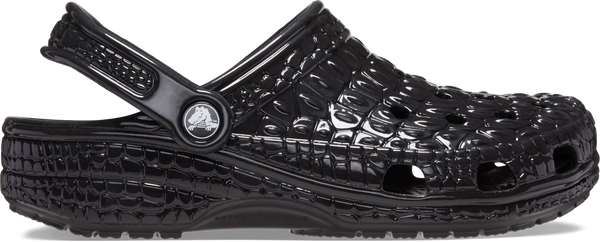UNISEX CLASSIC METALLIC CROCSKIN CLOG — BLACK (001)