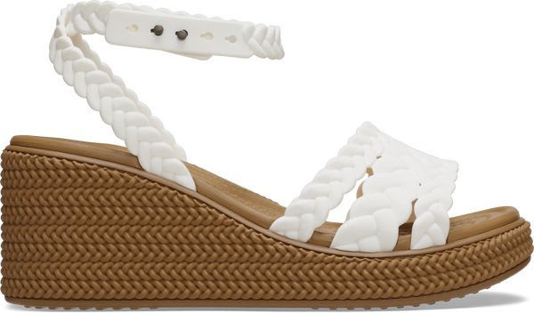 WOMEN BROOKLYN WOVEN ANKLE STRAP WEDGE — WHITE