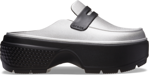 WOMEN STOMP METALLIC LOAFER — GREY